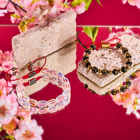 Amulette tibétaine | Bracelet Mantra Mini Obsidienne
